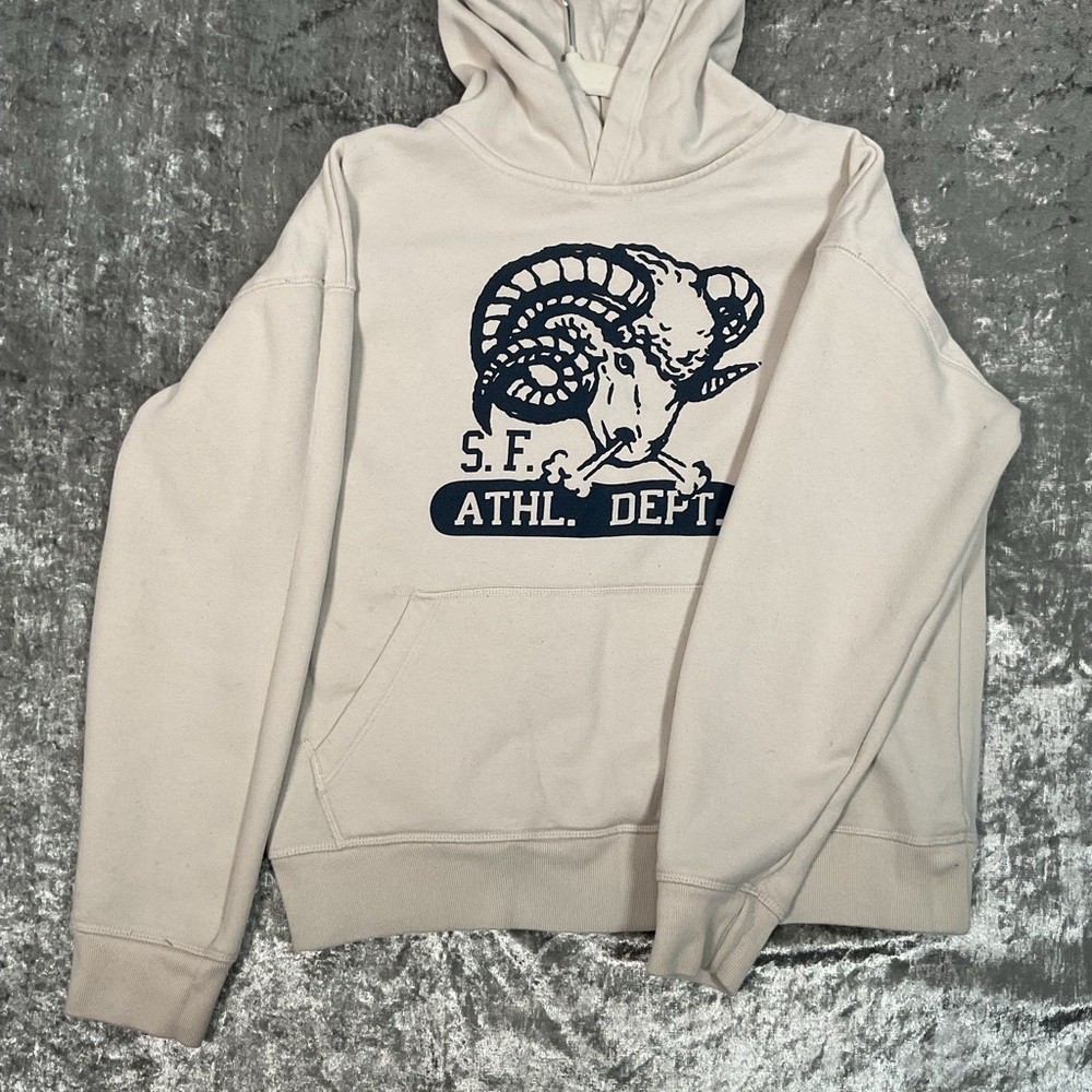 GAP Cream Hoodie with Navy Graphic